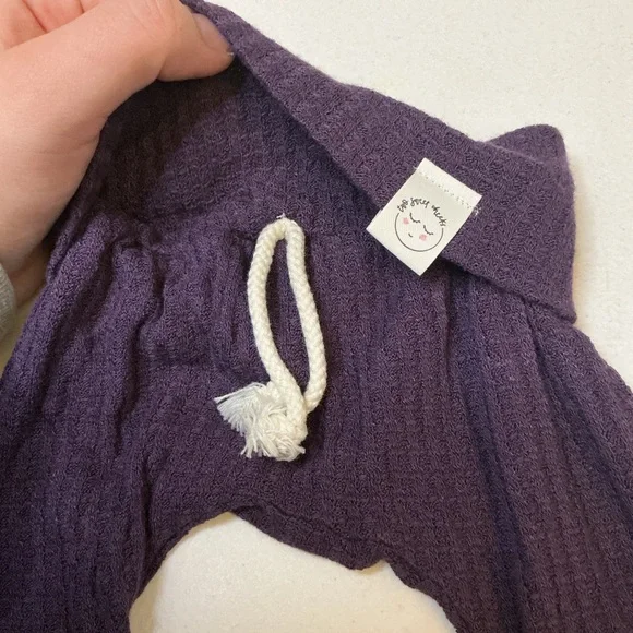 Handmade 2 Sweet Cheeks Waffle Knit Set 0-3M Purple Lounge Outfit - Picture 8 of 11